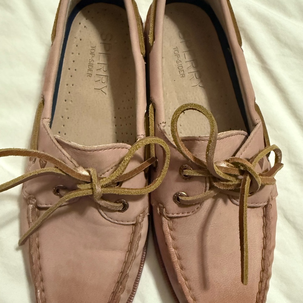 Sperry Pink Suede Loafers with Moccasin Stitching